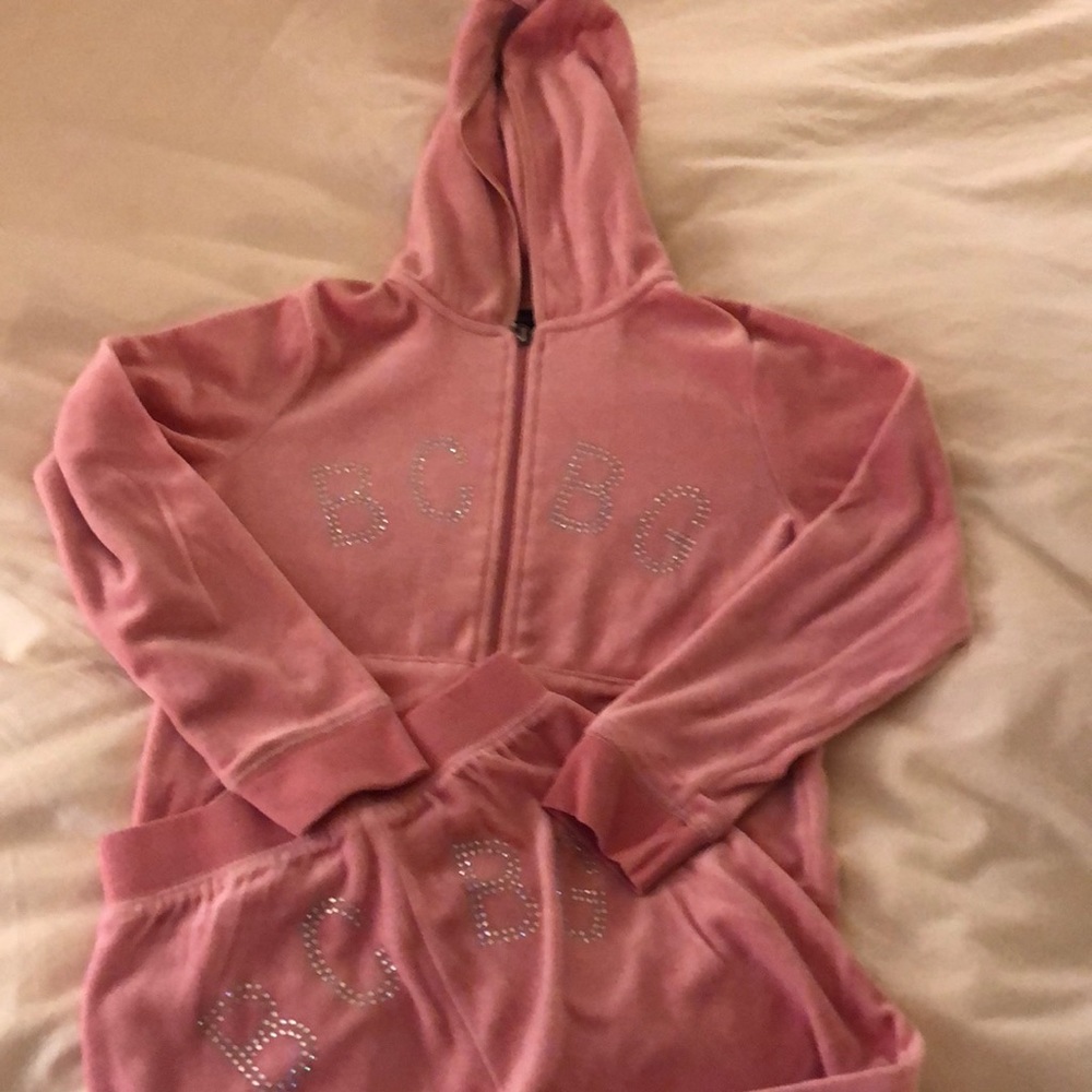 girls velour BCBG hoodie set with pants!